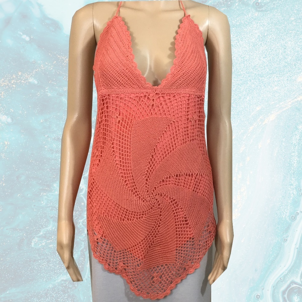 Papillon Coral Crochet Knit Halter Top